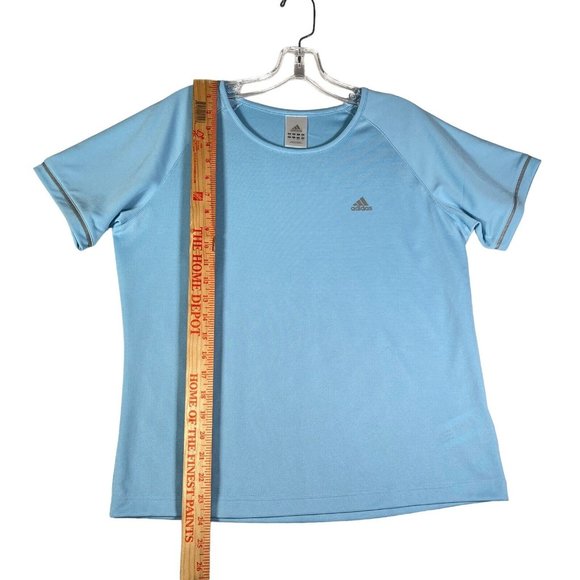 Adidas Womens Athletic T Shirt Size L Blue Short Sleeve Moisture Wicking Workout - Picture 9 of 9